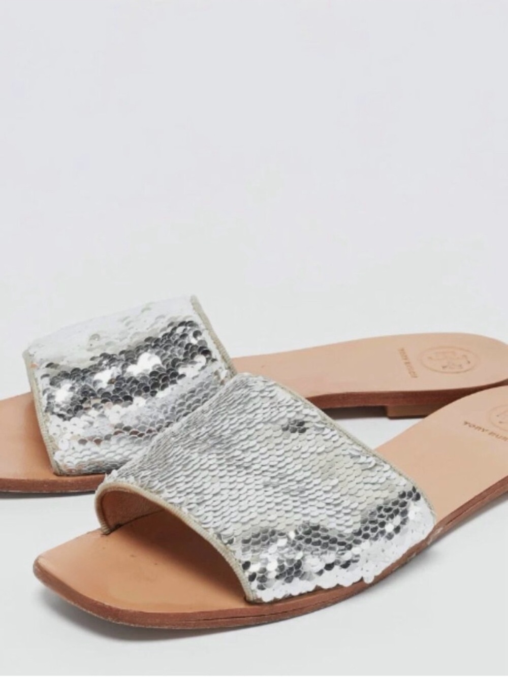 TORY BURCH silver CARTER slide sandal, 9
